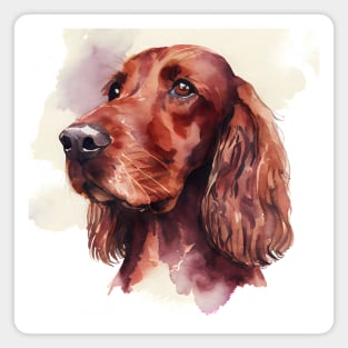 Irish Setter or Red Setter Watercolor Portrait Magnet